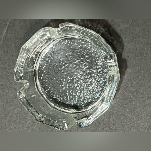 VTG BLENKO STYLE Clear Round Glass Ashtray Mid Century Modern MCM 3.75" 4-SLOT - Picture 3 of 8